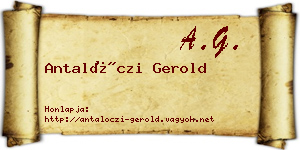 Antalóczi Gerold névjegykártya